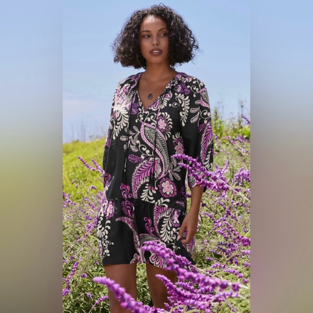 JOHNNY WAS MELANEY Tiered Tassel Dress